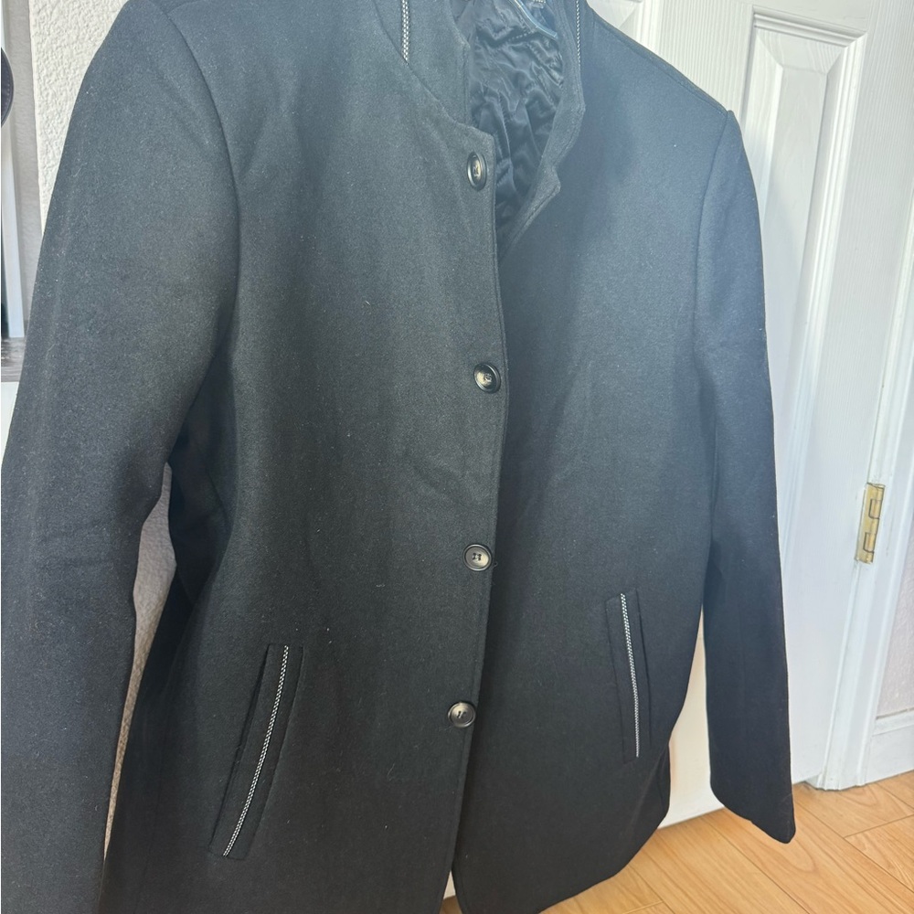 Classic Black Wool Button-Front Coat - image 1